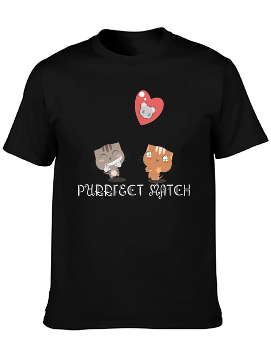 Purrfect Match Graphic Tee - Cat Lovers Gift