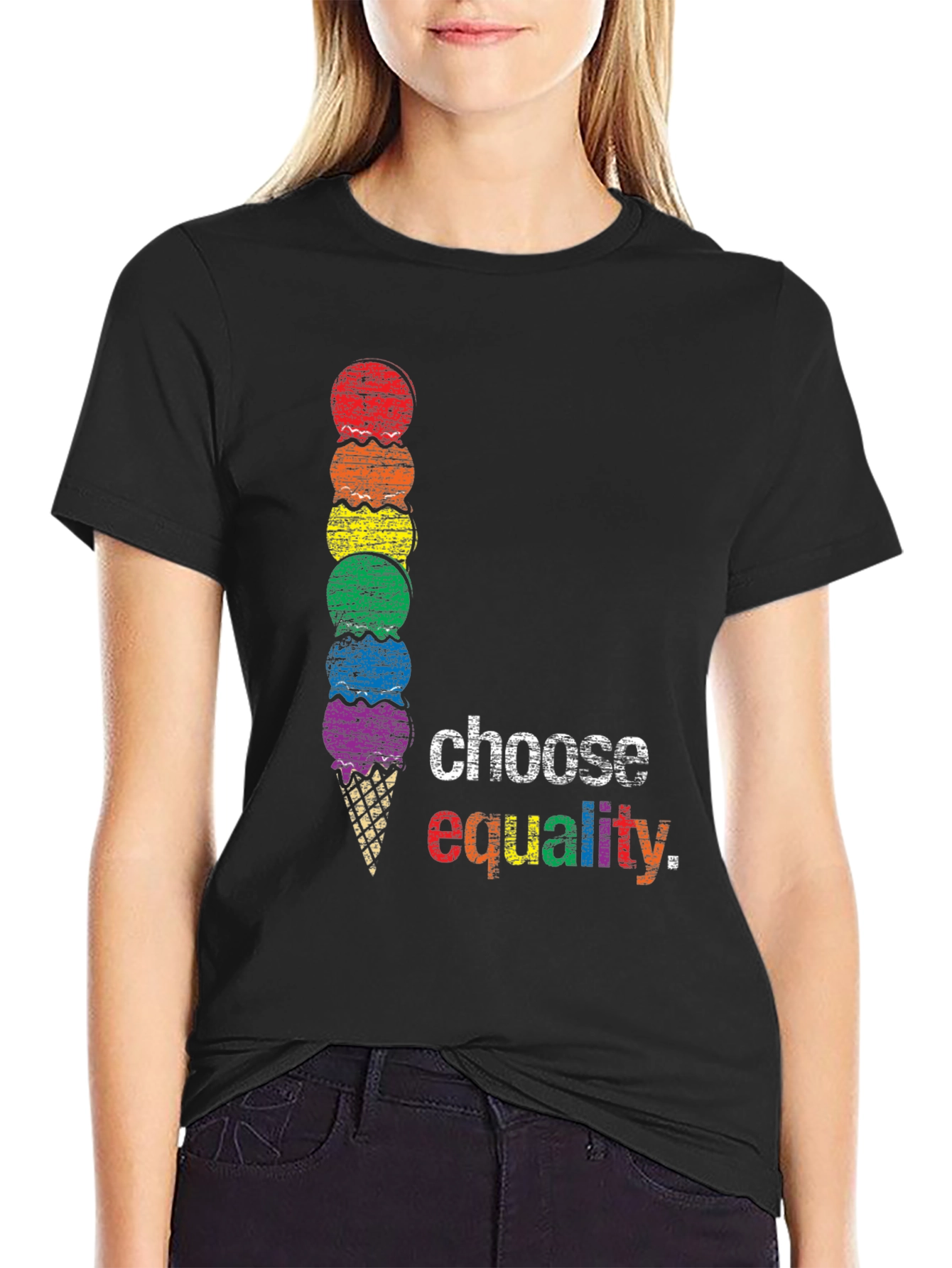 Choose Equality LGBT Pride Rainbow Ice Cream T-Shirt