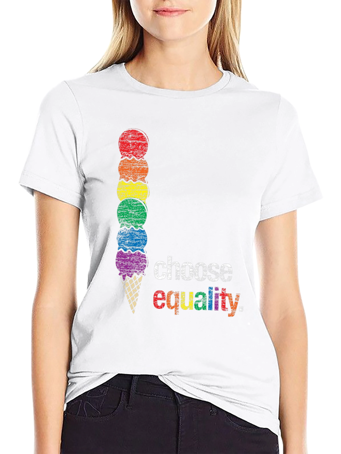 Choose Equality LGBT Pride Rainbow Ice Cream T-Shirt