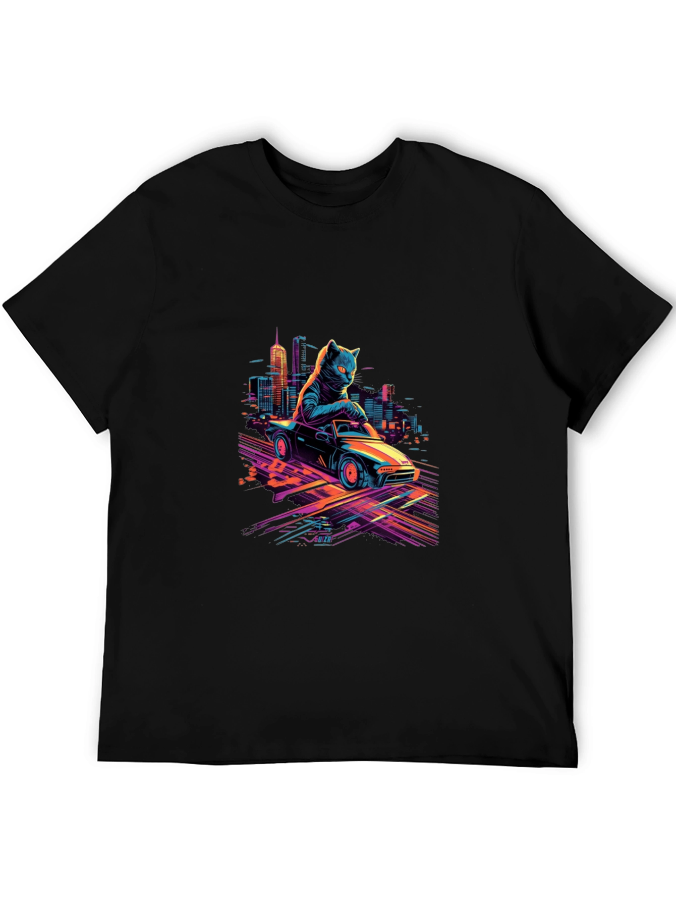 Cool Cat Car T-Shirt - Retro Style