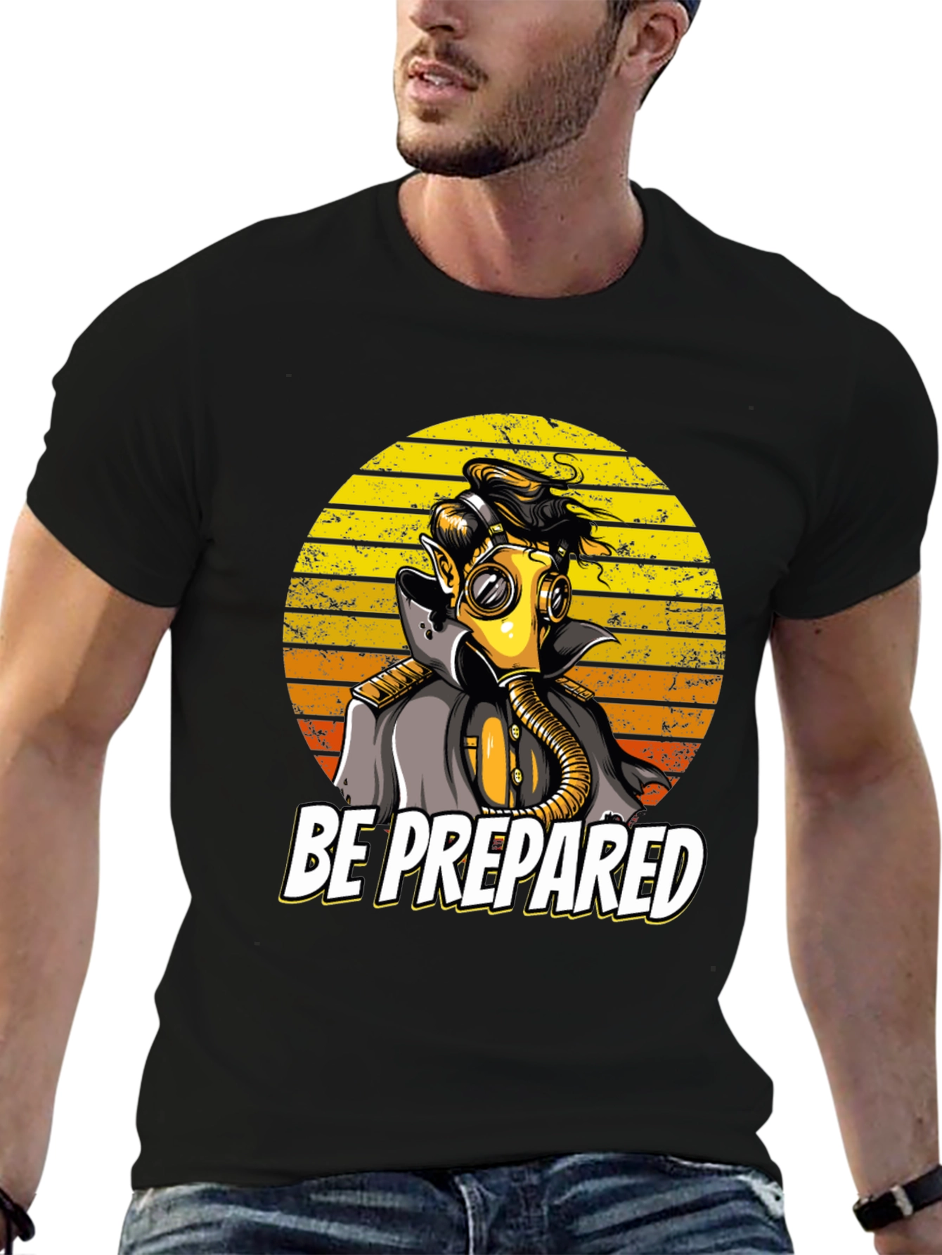 Be Prepared Graphic T-Shirt - Retro Gas Mask Design