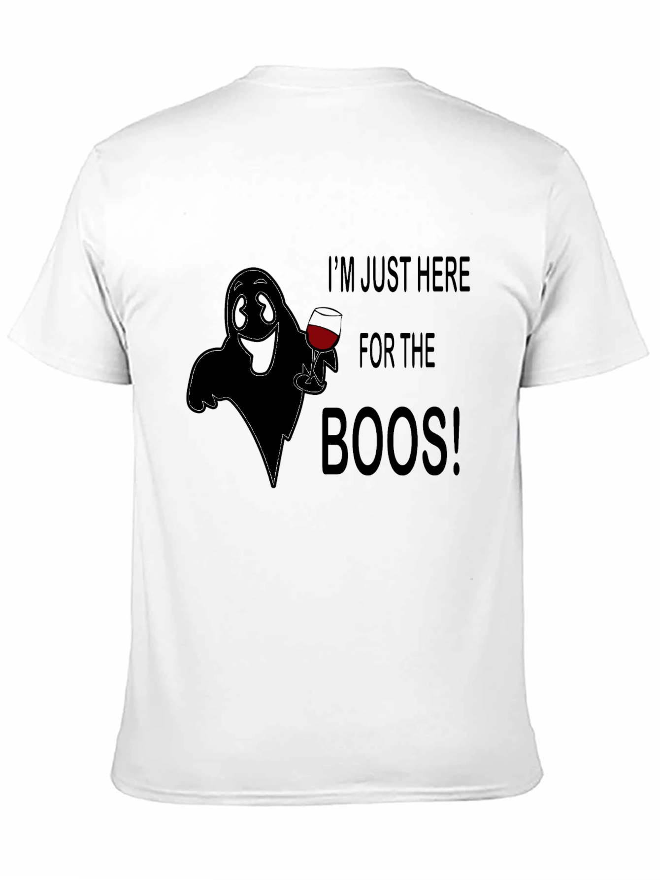Boos Here T-Shirt - Halloween Ghost with Wine