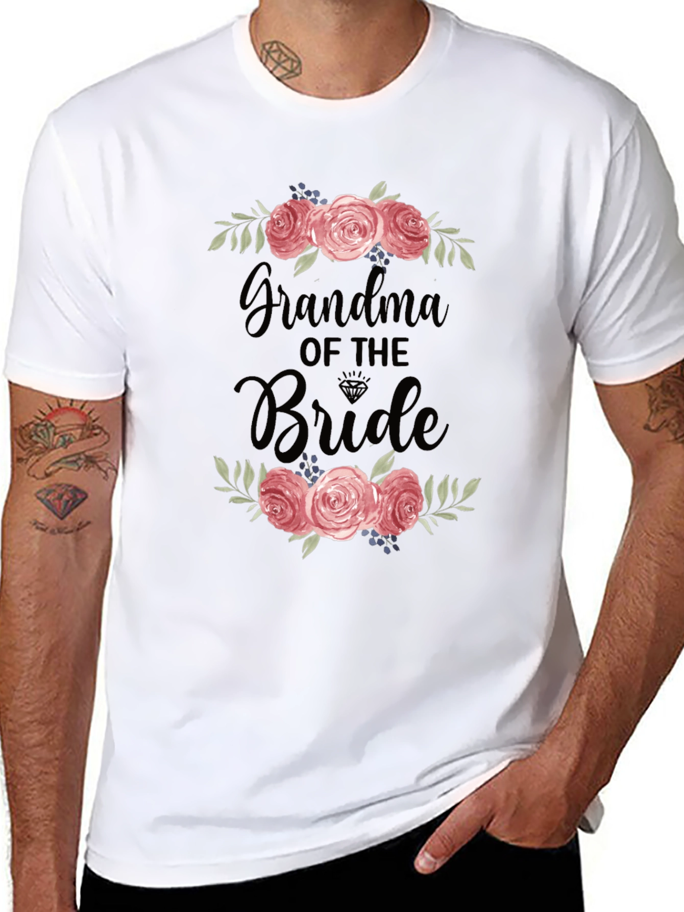 Grandma of the Bride T-Shirt with Floral Design