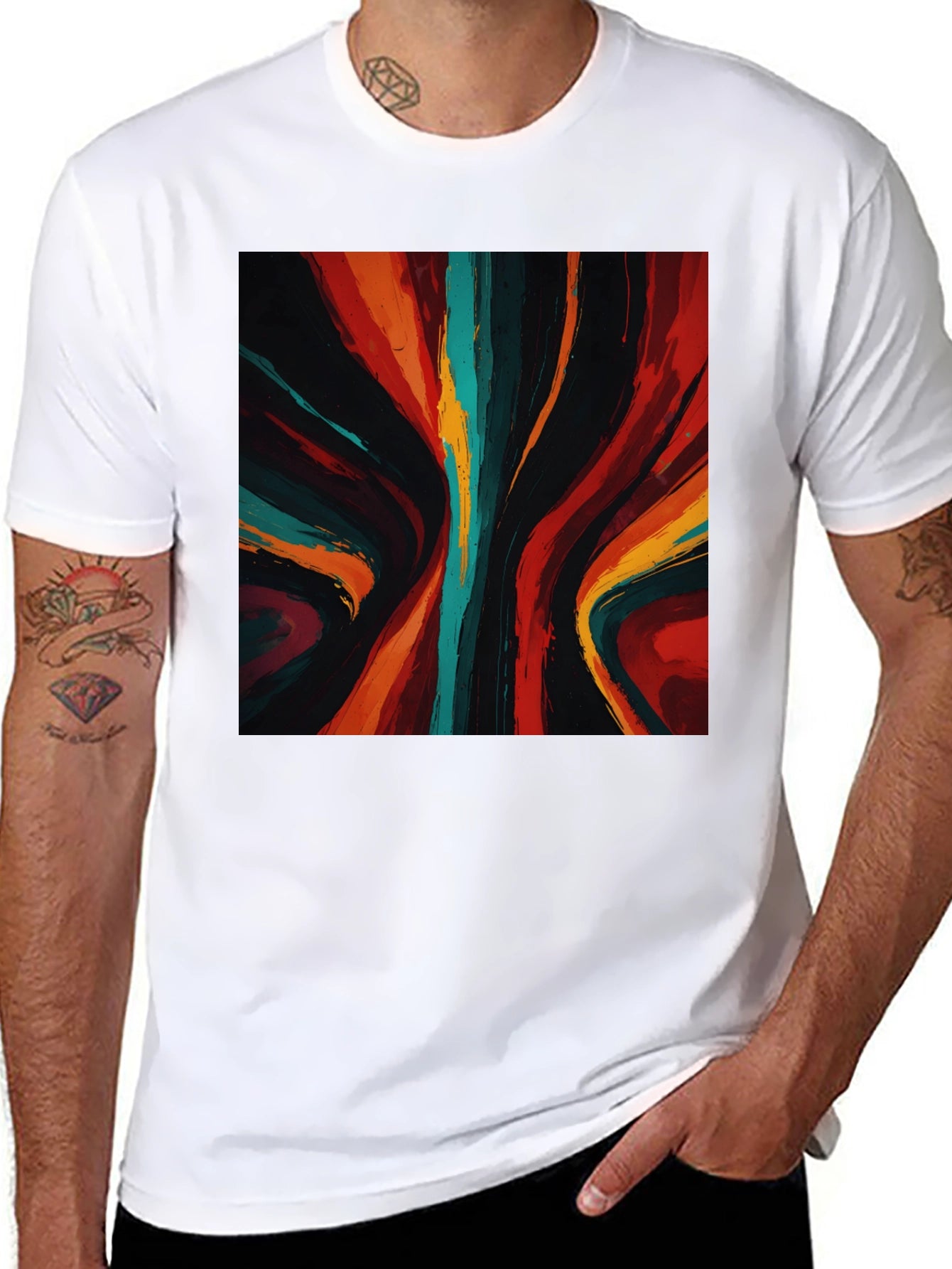 Abstract Art Graphic Tee - Bold Black Shirt