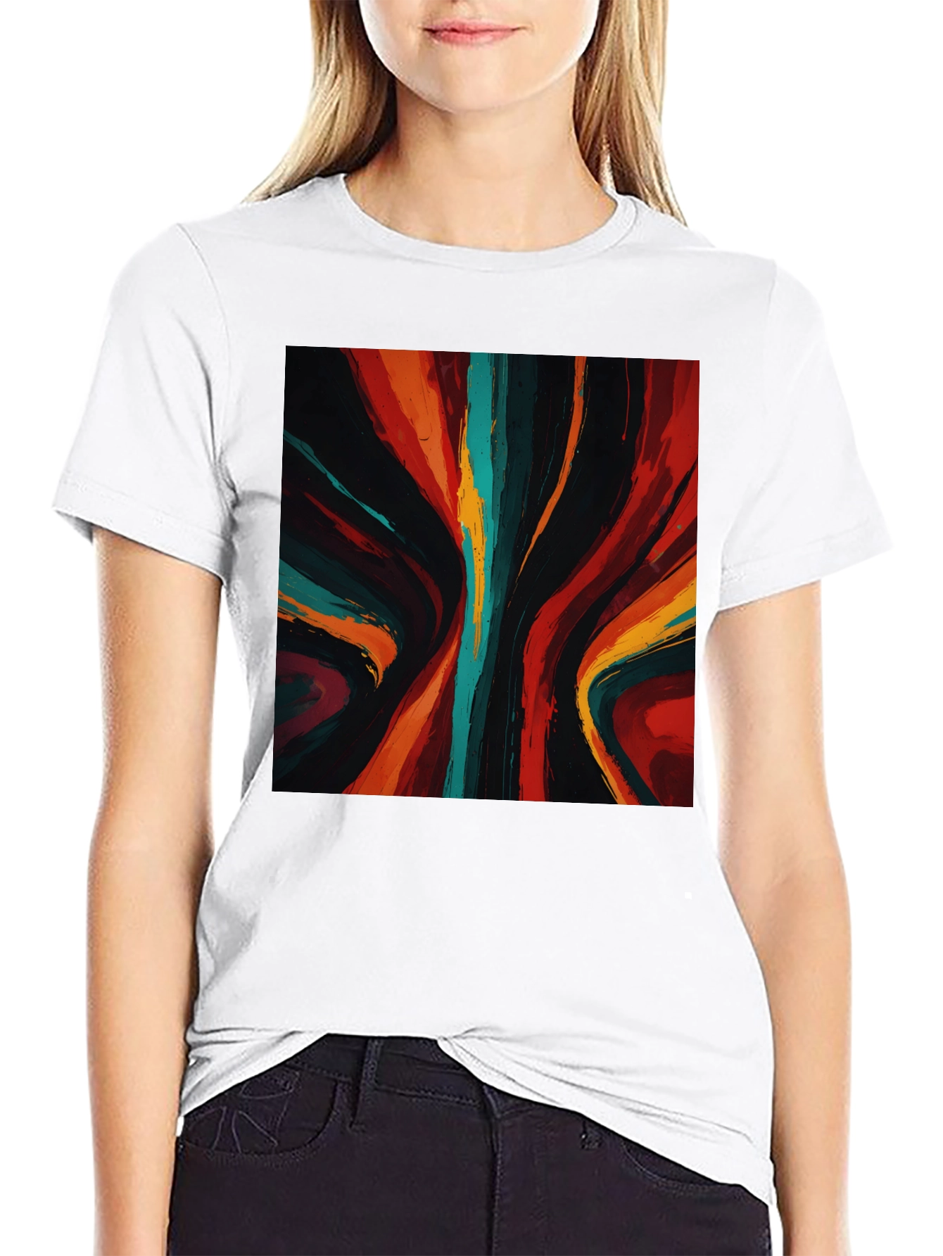 Abstract Art Graphic Tee - Bold Black Shirt