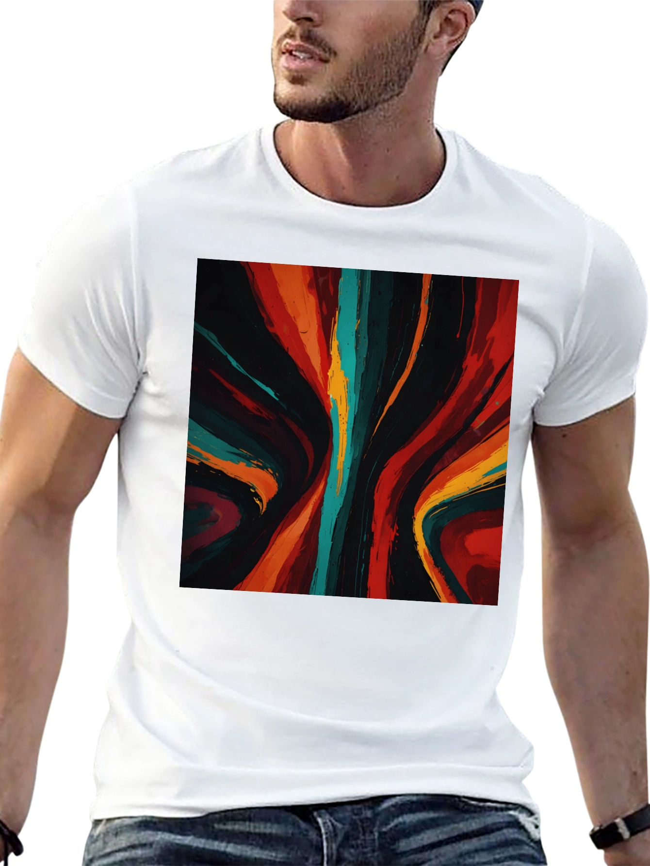 Abstract Art Graphic Tee - Bold Black Shirt