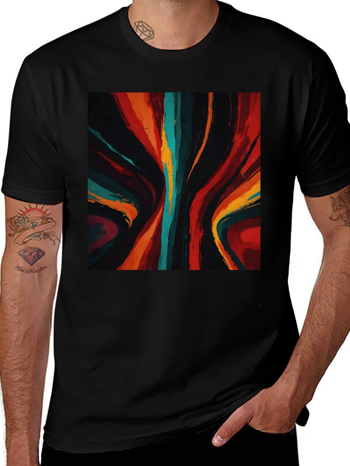 Abstract Art Graphic Tee - Bold Black Shirt
