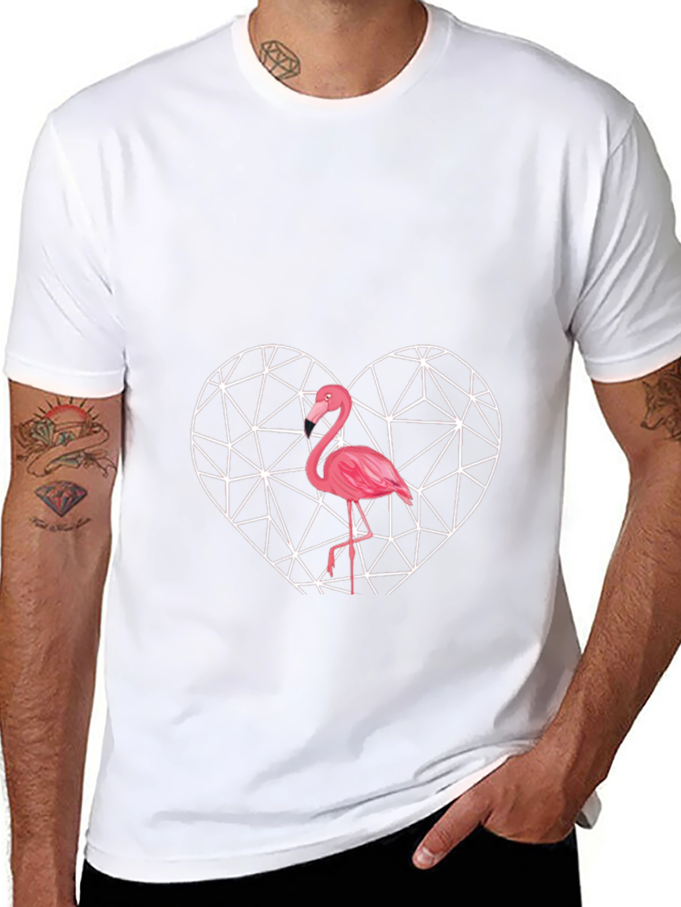 Flamingo Heart Graphic Tee - Stylish & Unique