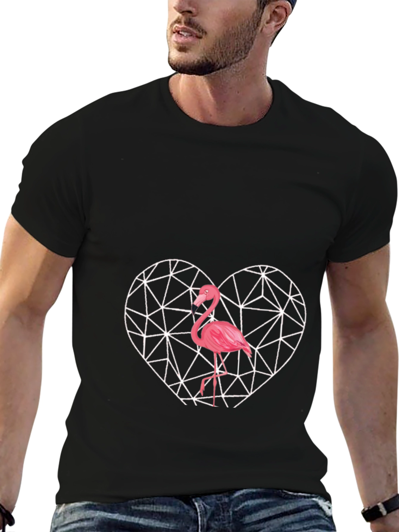 Flamingo Heart Graphic Tee - Stylish & Unique