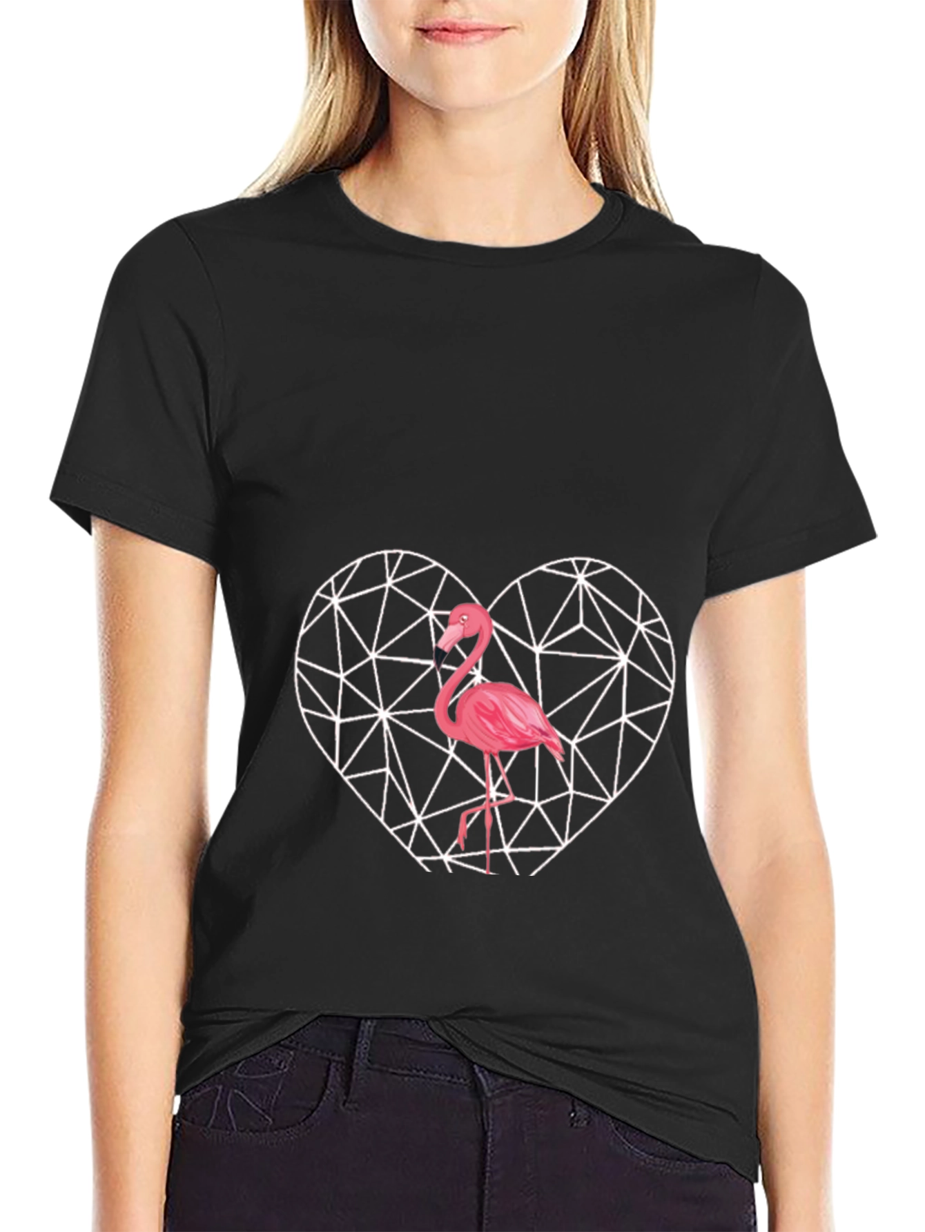 Flamingo Heart Graphic Tee - Stylish & Unique