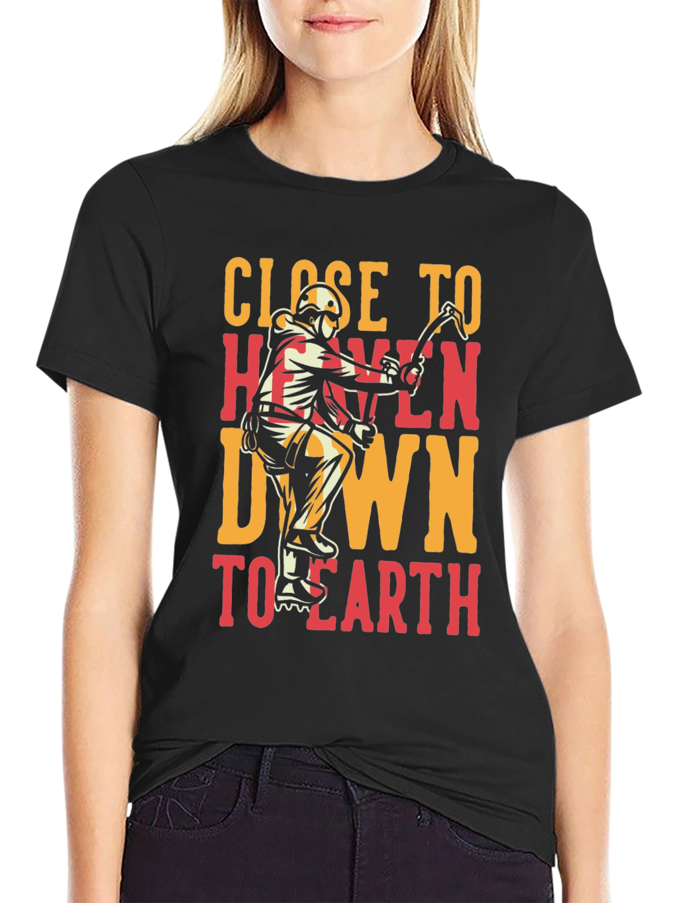 Close to Heaven Earth T-Shirt - Climbing Design