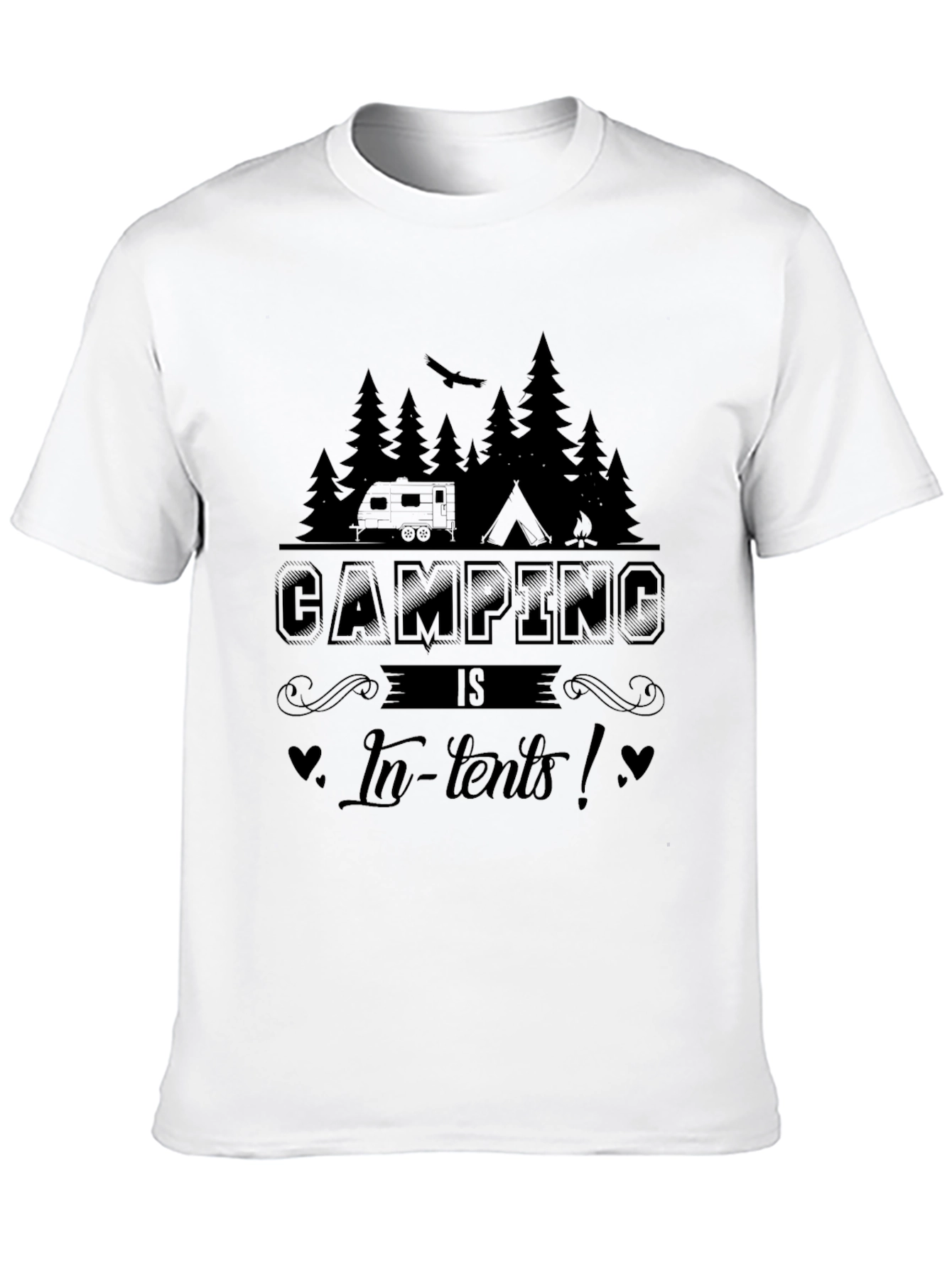 Camping In-Tents Black Graphic T-Shirt