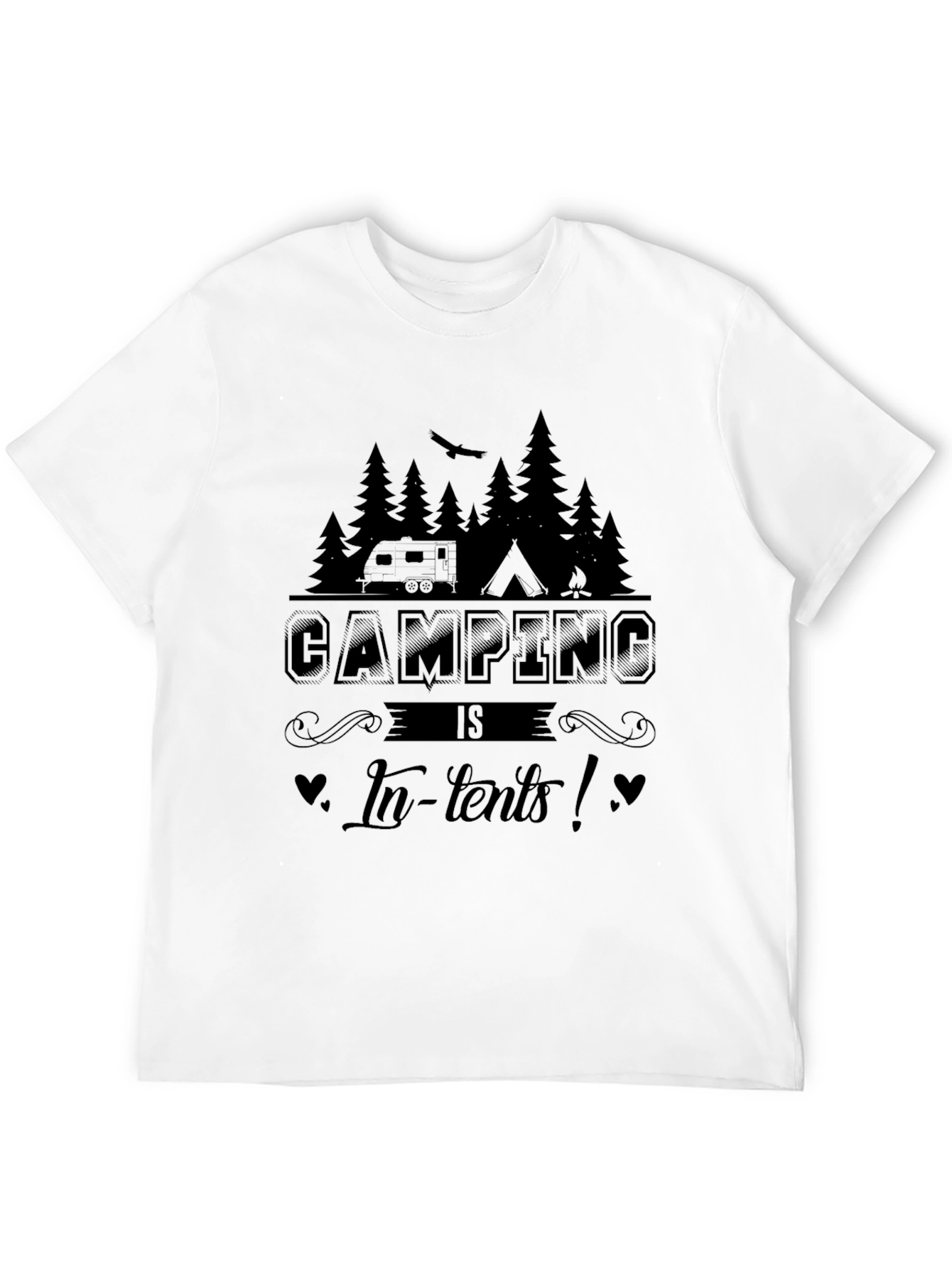 Camping In-Tents Black Graphic T-Shirt
