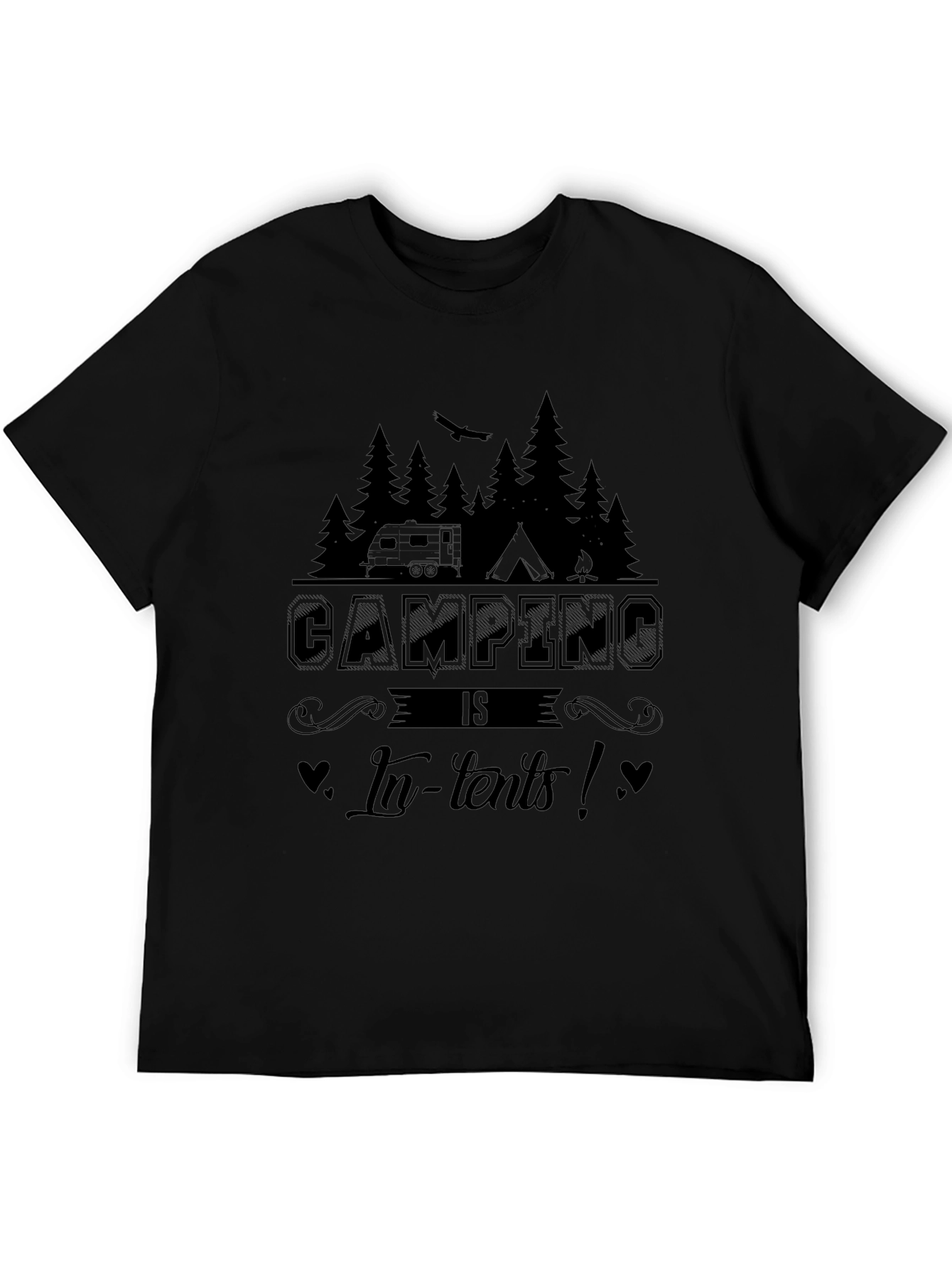 Camping In-Tents Black Graphic T-Shirt
