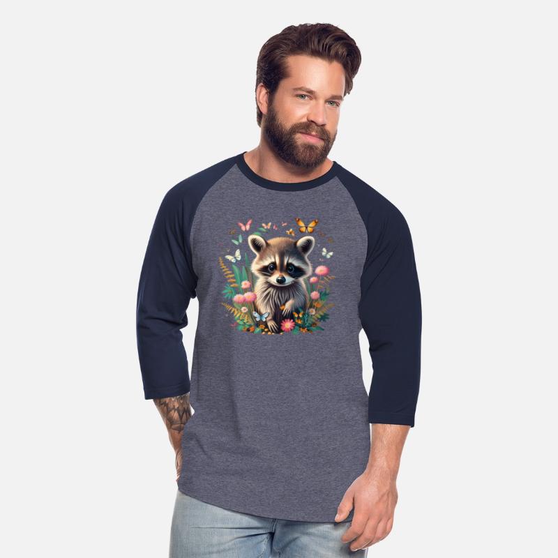 raccoon with wild flowers