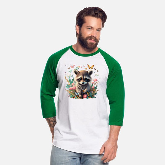 raccoon with wild flowers