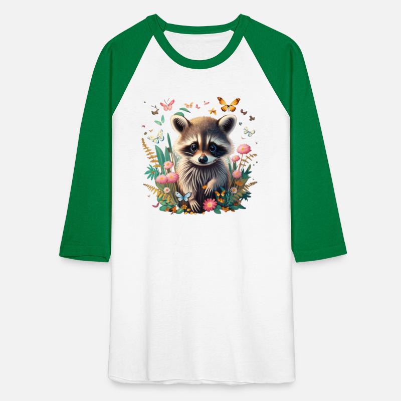 raccoon with wild flowers