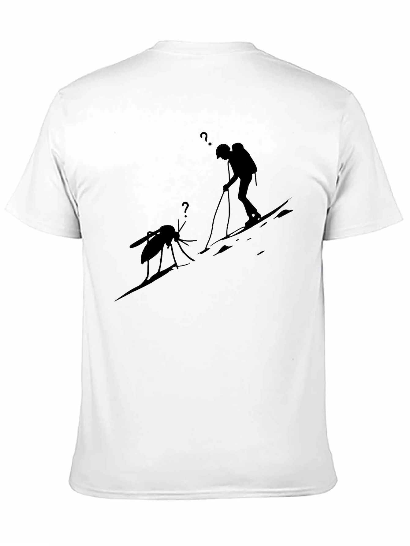 Black T-Shirt with Skiing Mosquito Graphic