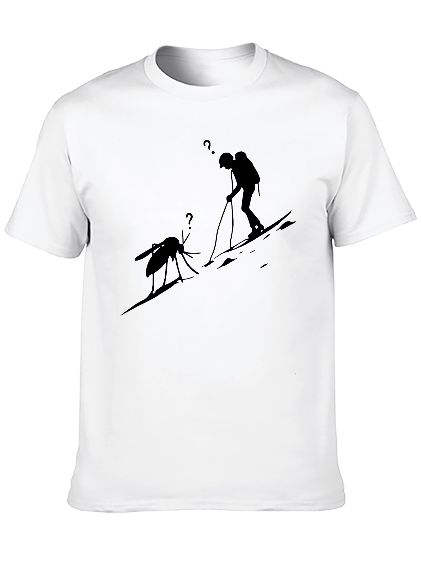 Black T-Shirt with Skiing Mosquito Graphic