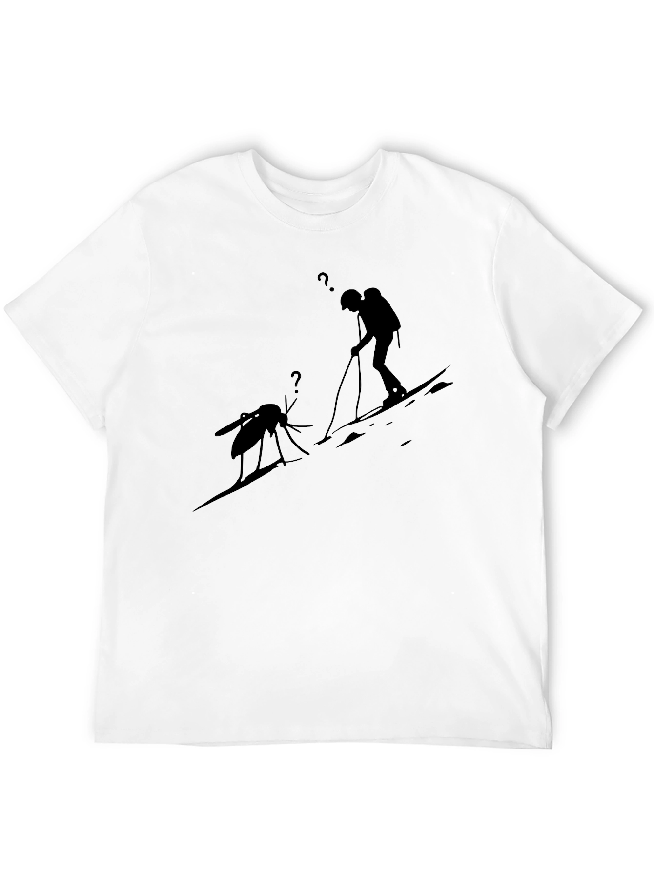 Black T-Shirt with Skiing Mosquito Graphic