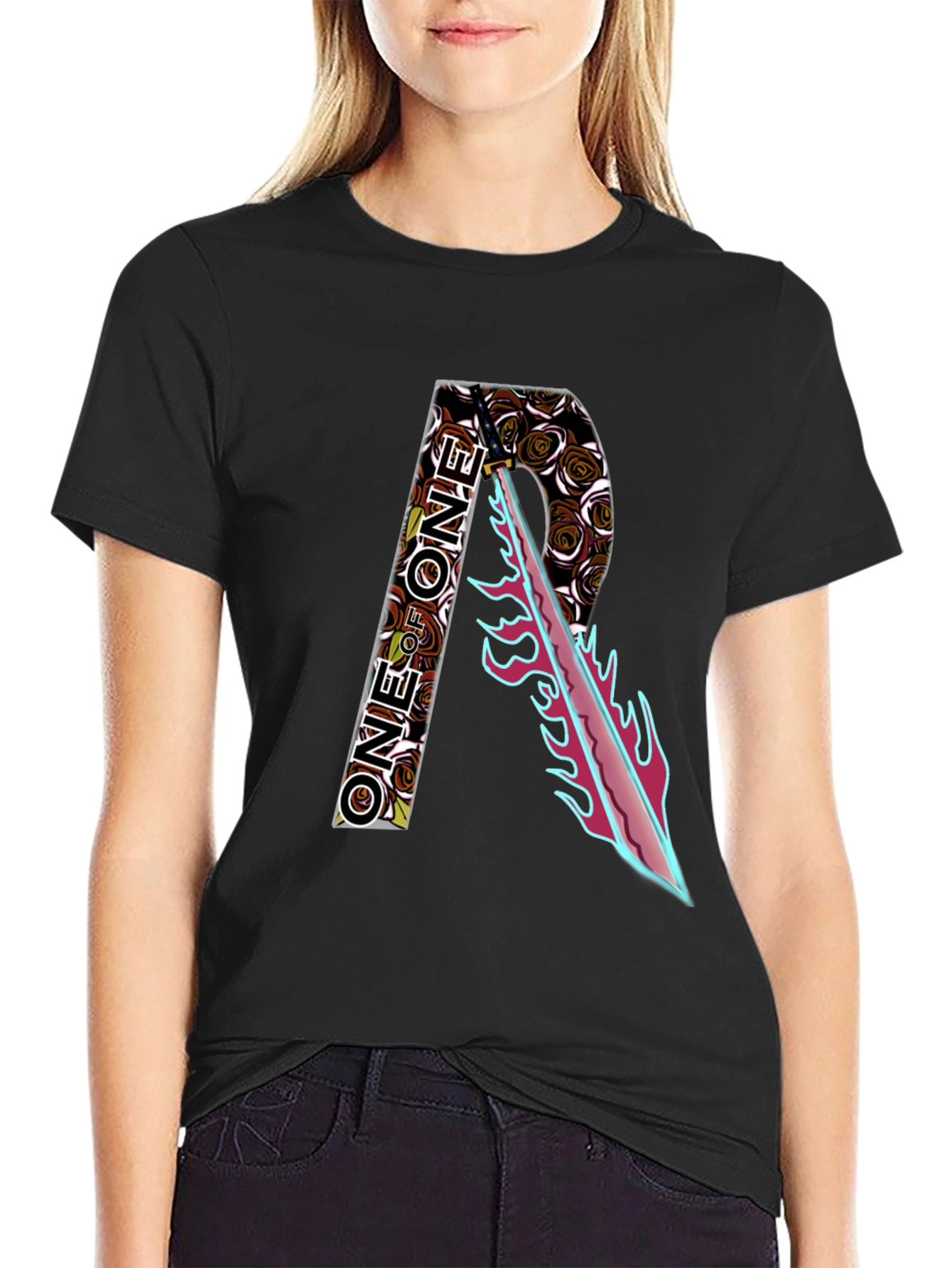 Edgy R ONE Graphic T-Shirt - Black
