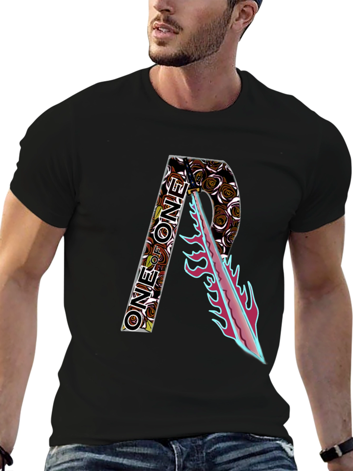 Edgy R ONE Graphic T-Shirt - Black