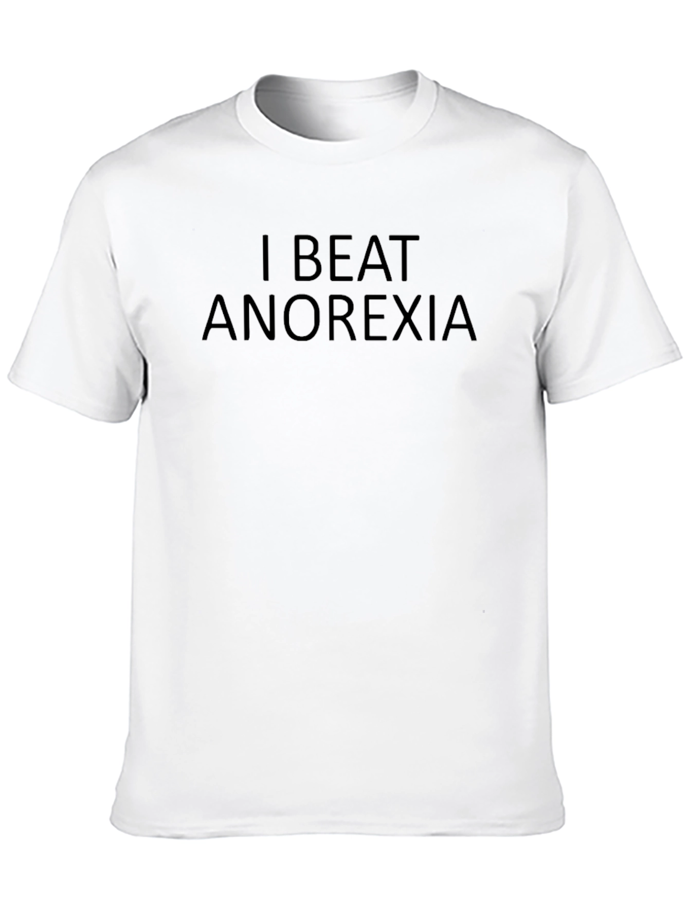 I Beat Anorexia T-Shirt - Black Crew Neck