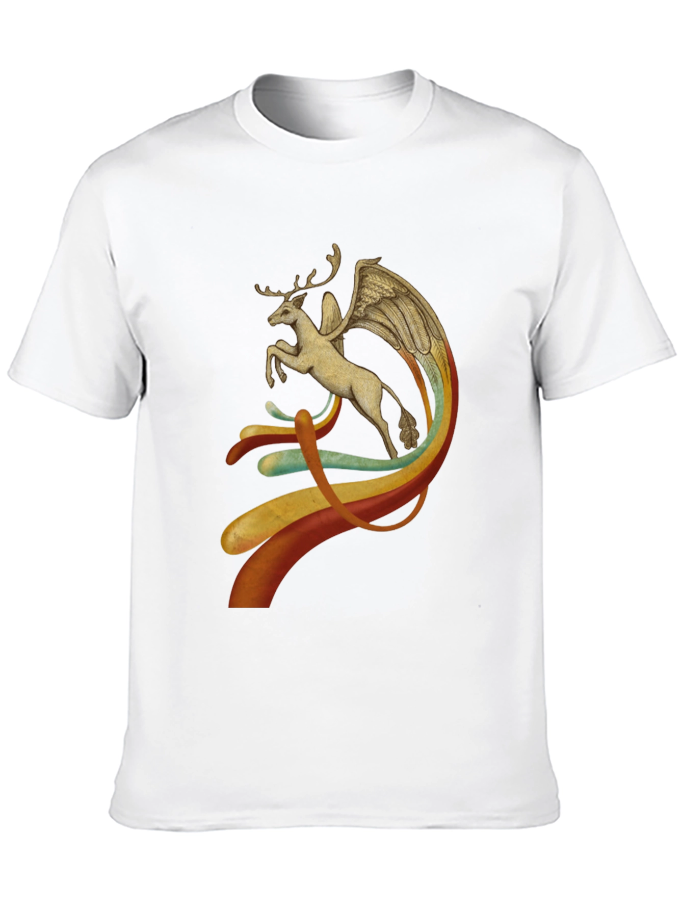 Winged Deer Graphic Black T-Shirt
