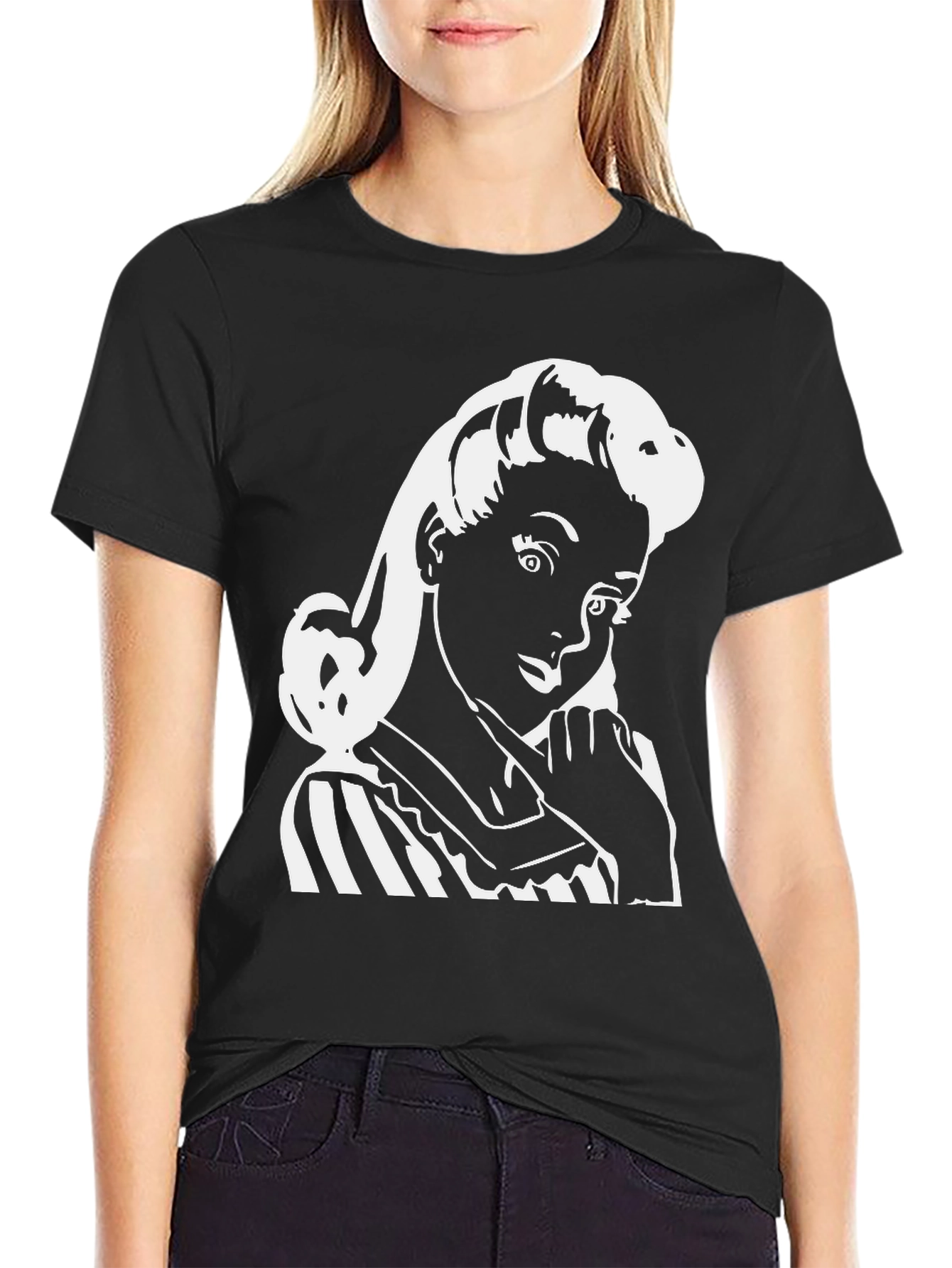 Retro Girl Graphic T-Shirt - Classic Black Tee