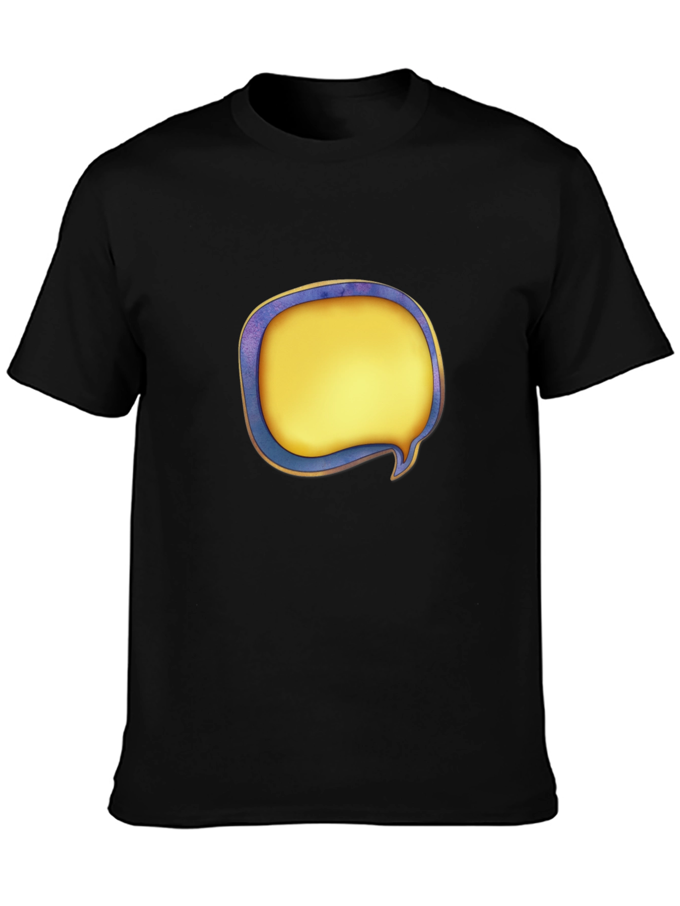 Black T-Shirt with Graphic Speech Bubble