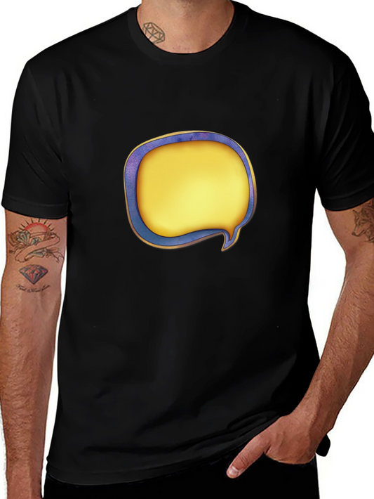 Black T-Shirt with Graphic Speech Bubble