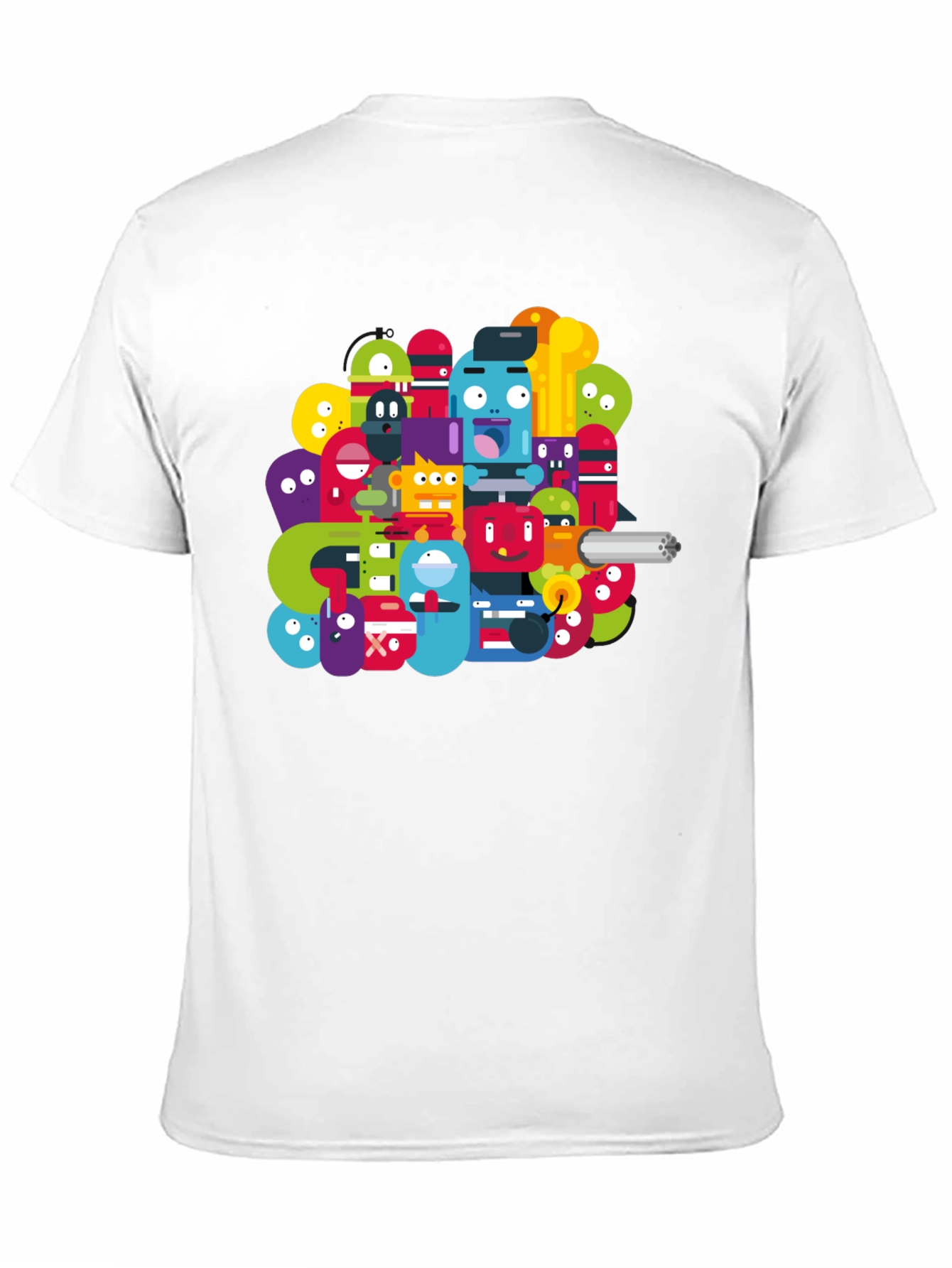 Funky Cartoon Character Graphic Black T-Shirt
