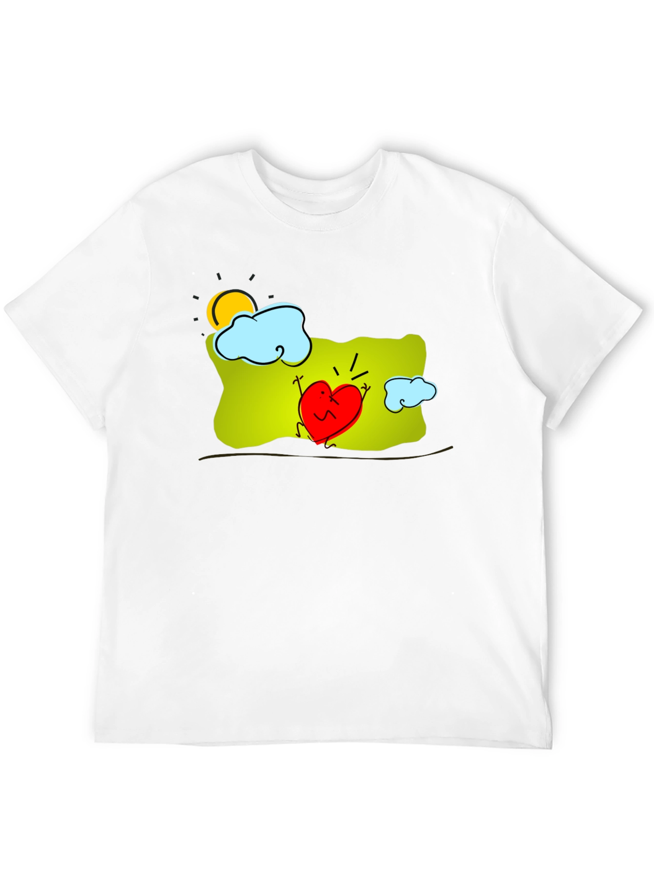 Heart Character Graphic Print Black T-Shirt