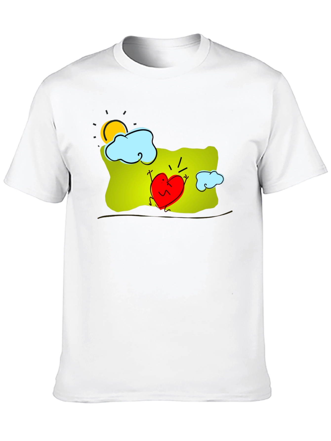 Heart Character Graphic Print Black T-Shirt