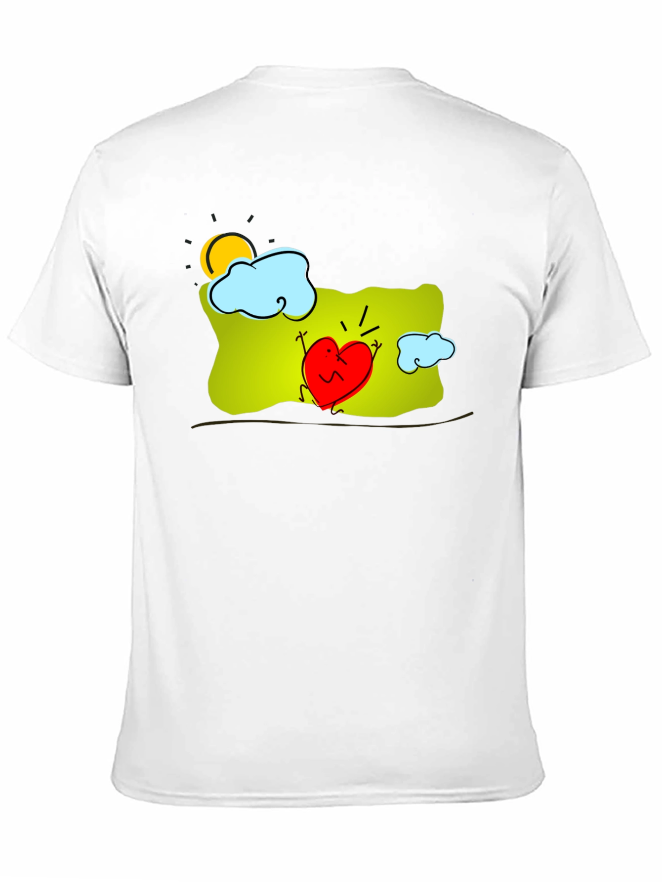 Heart Character Graphic Print Black T-Shirt