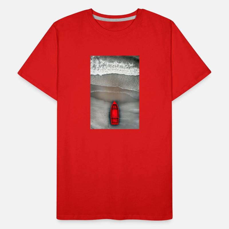 Red Boat on Grey Shore