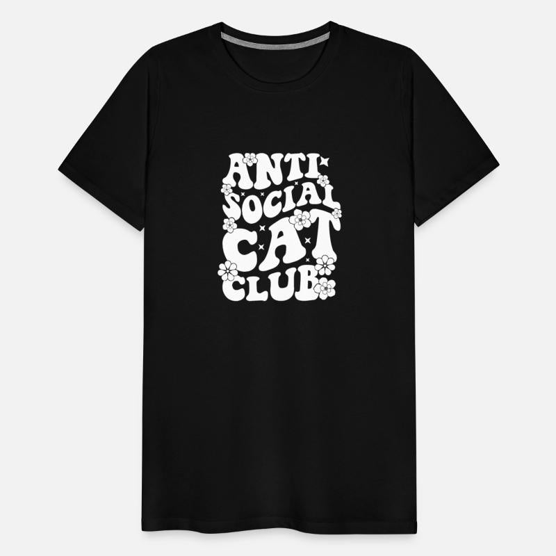 Retro Wavy Anti Cat Club For Black Shirt