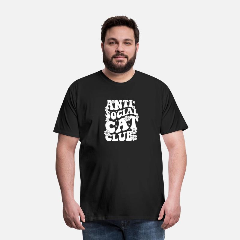 Retro Wavy Anti Cat Club For Black Shirt
