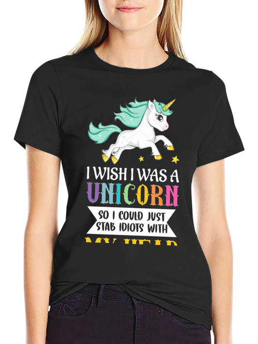 Unicorn Humor T-Shirt Stab Idiots Tee