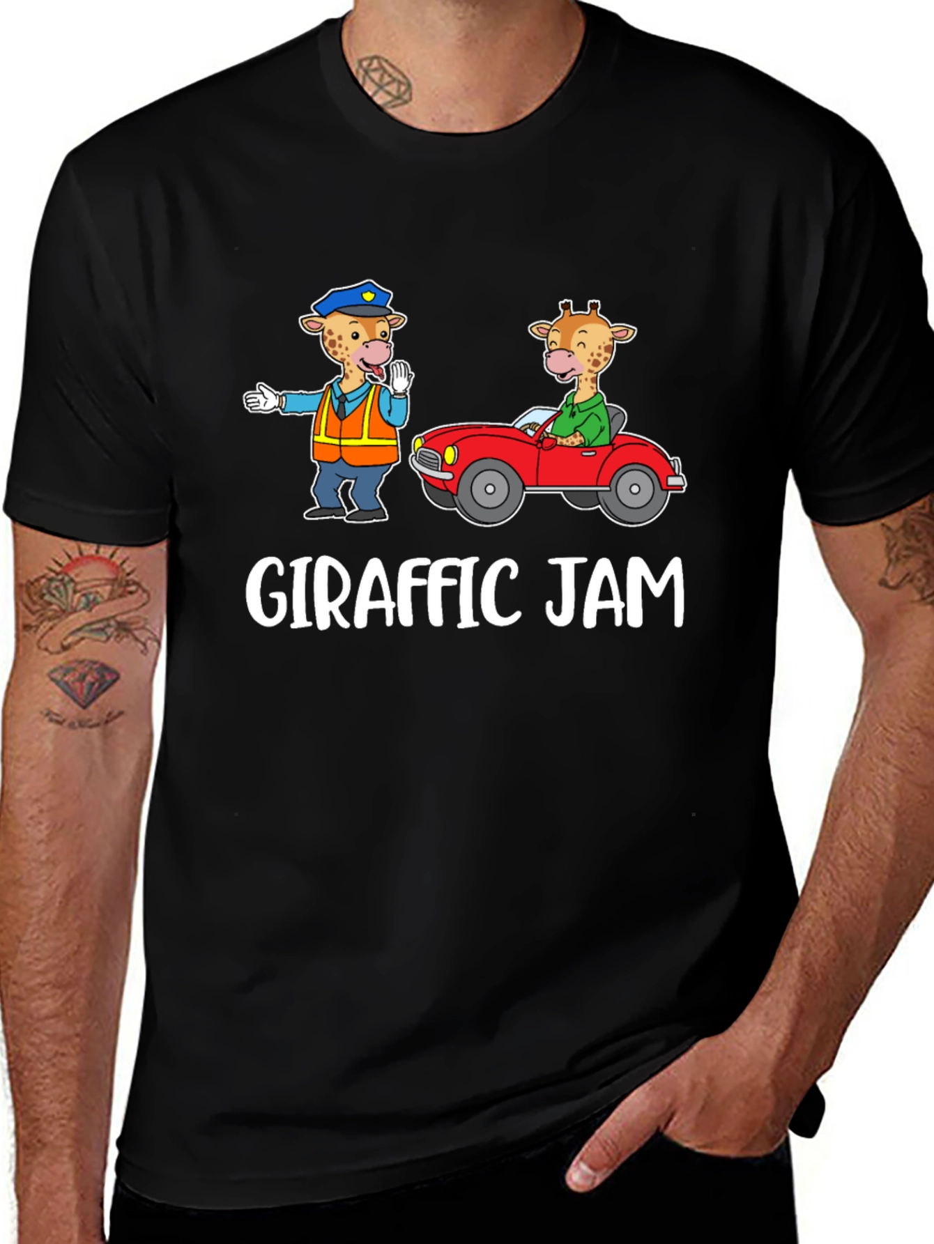Giraffe Traffic Jam Graphic T-Shirt