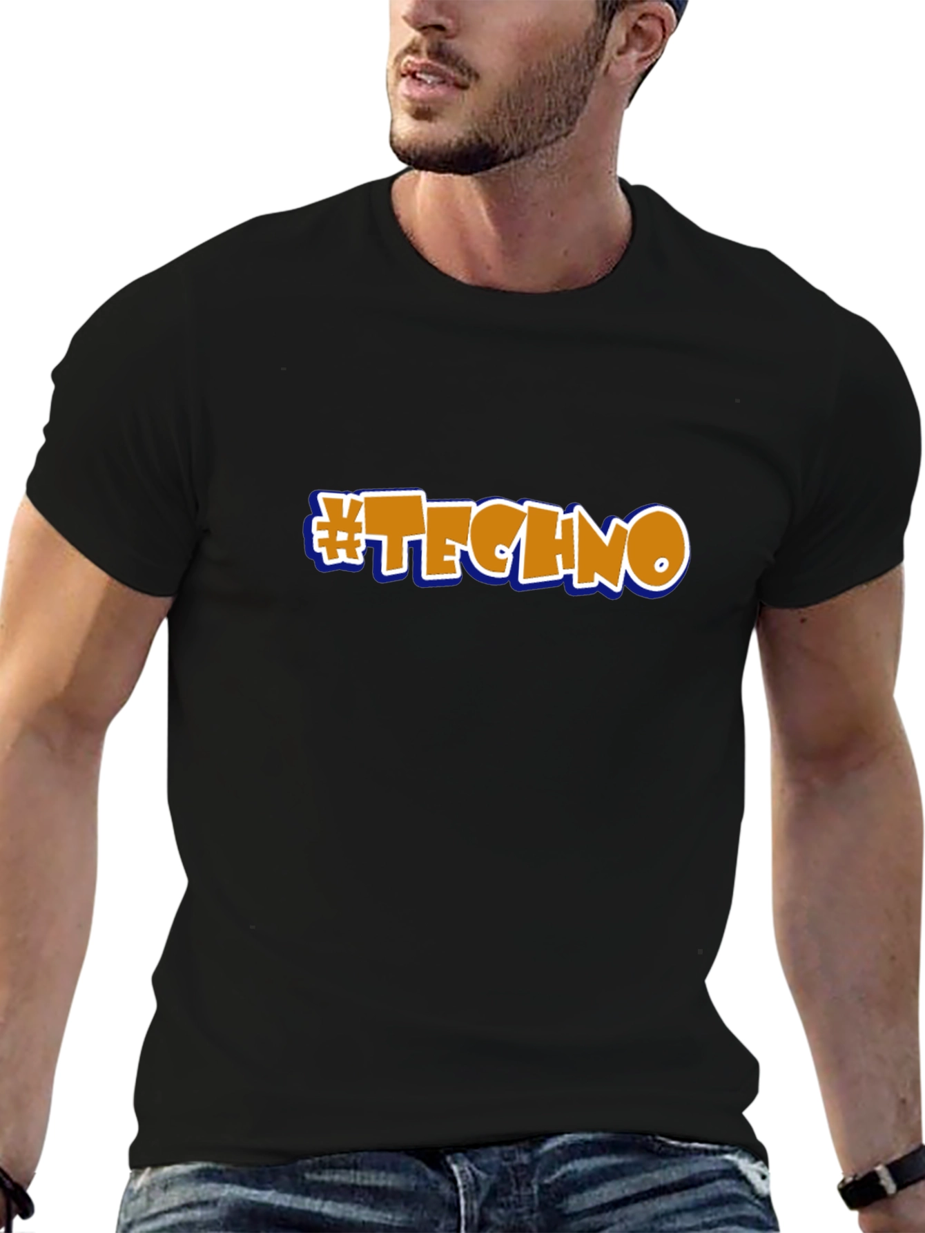 Techno Graphic T-Shirt - Black Crew Neck Tee