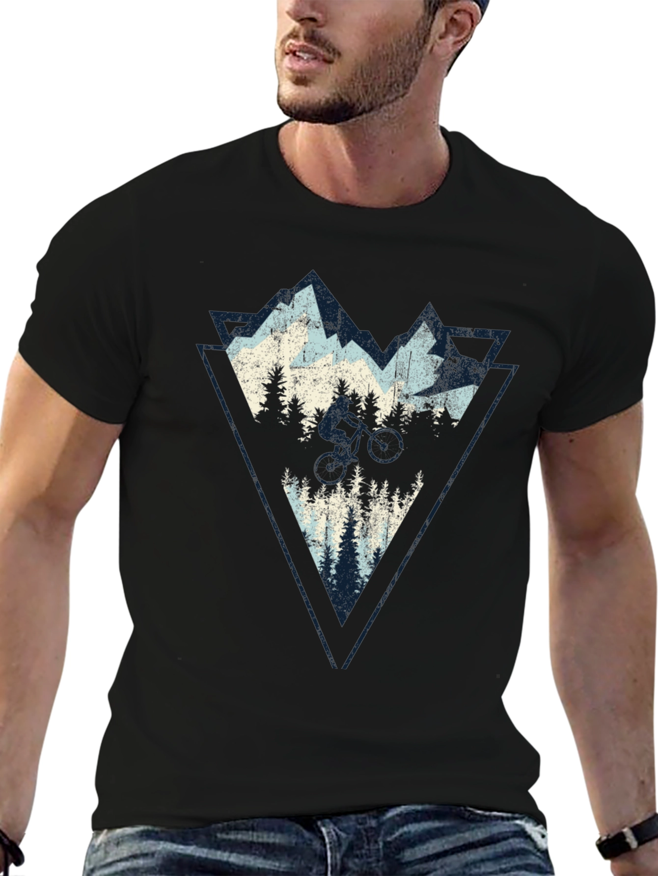 Mountain Biker Triangle Graphic T-Shirt