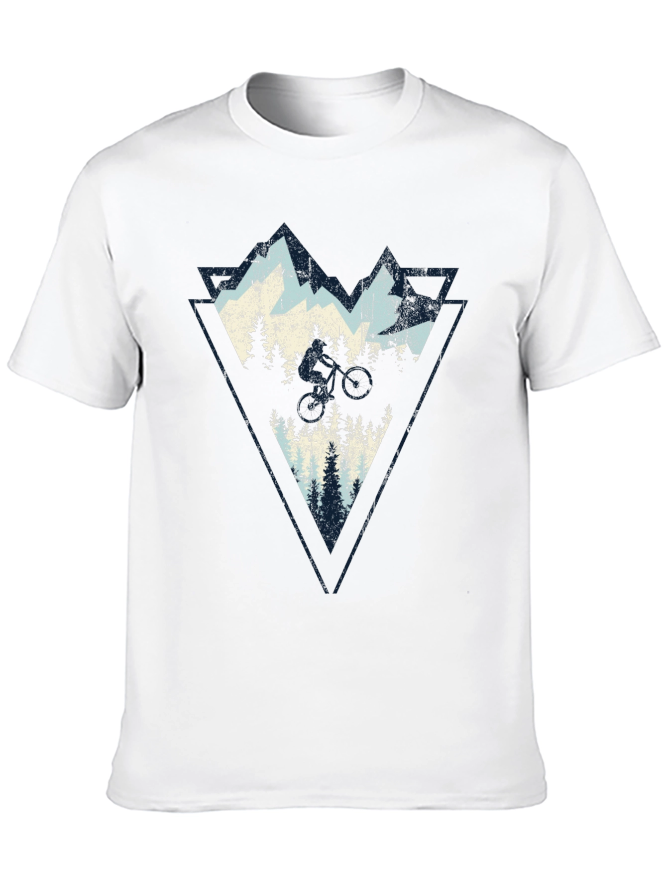 Mountain Biker Triangle Graphic T-Shirt