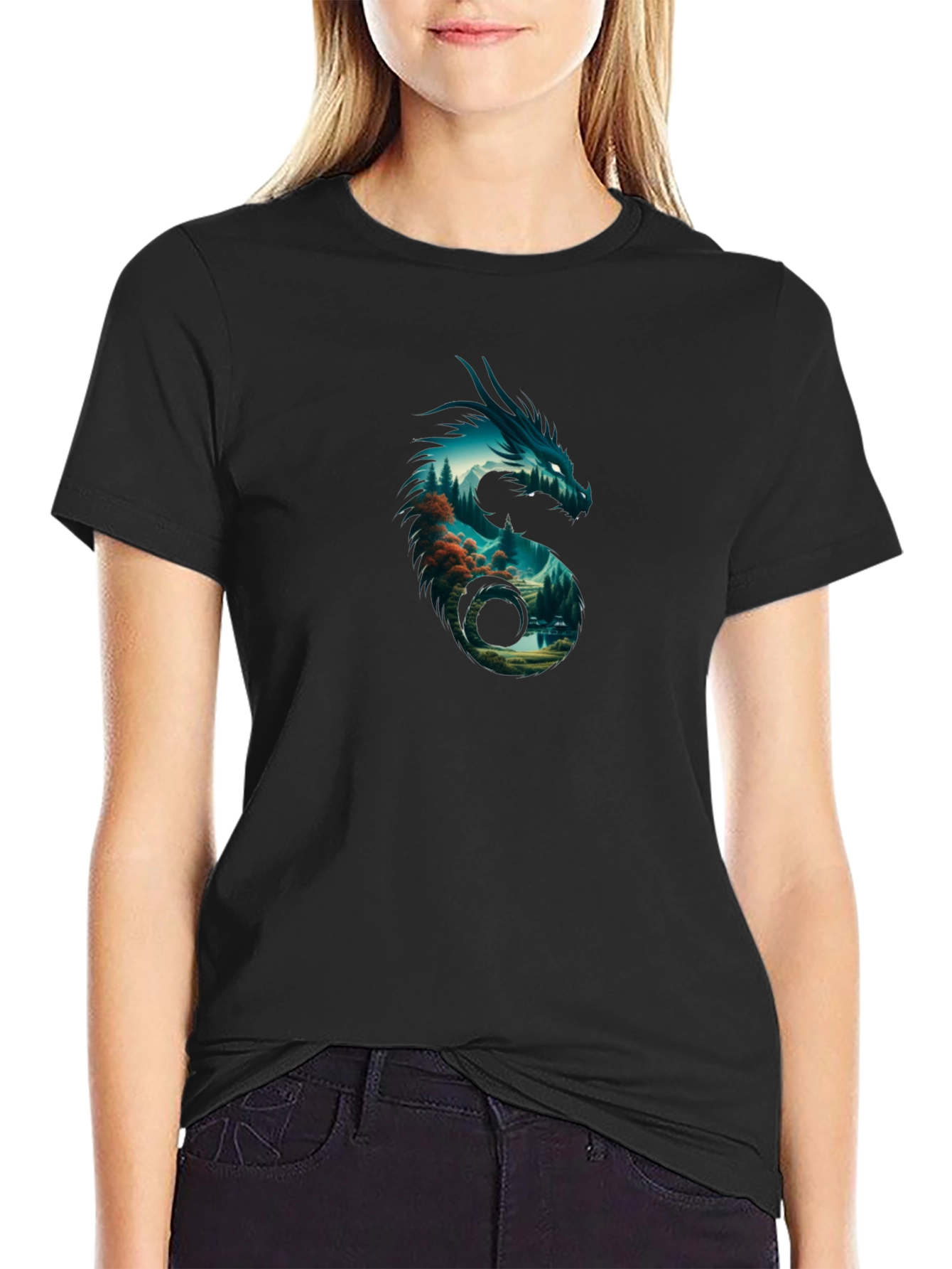Dragon Landscape Black T-Shirt