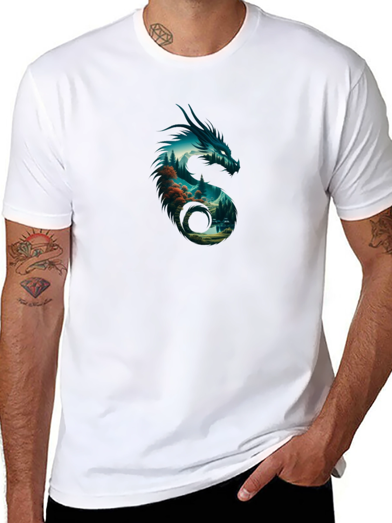 Dragon Landscape Black T-Shirt