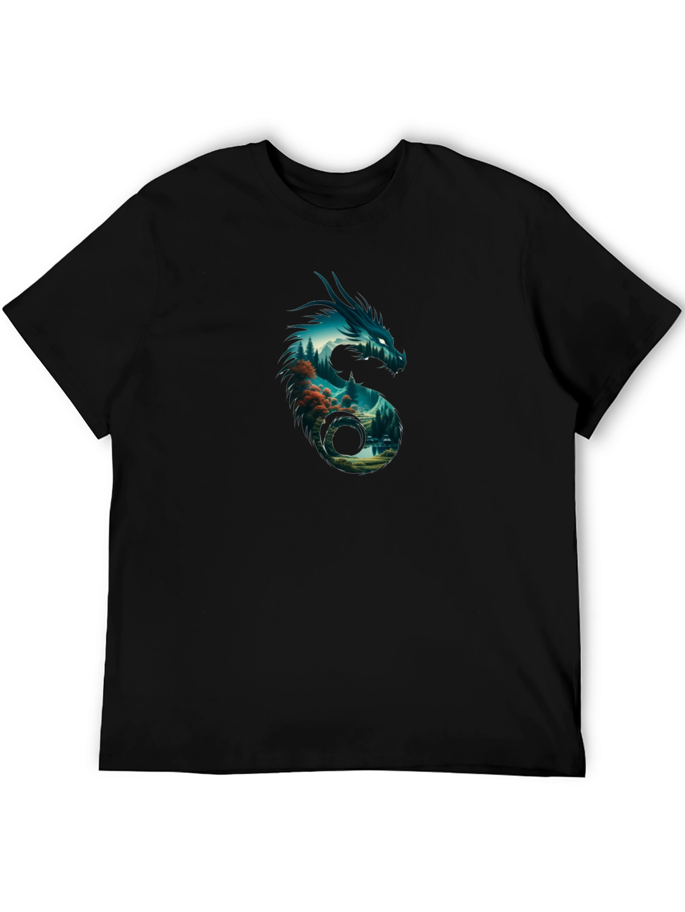 Dragon Landscape Black T-Shirt