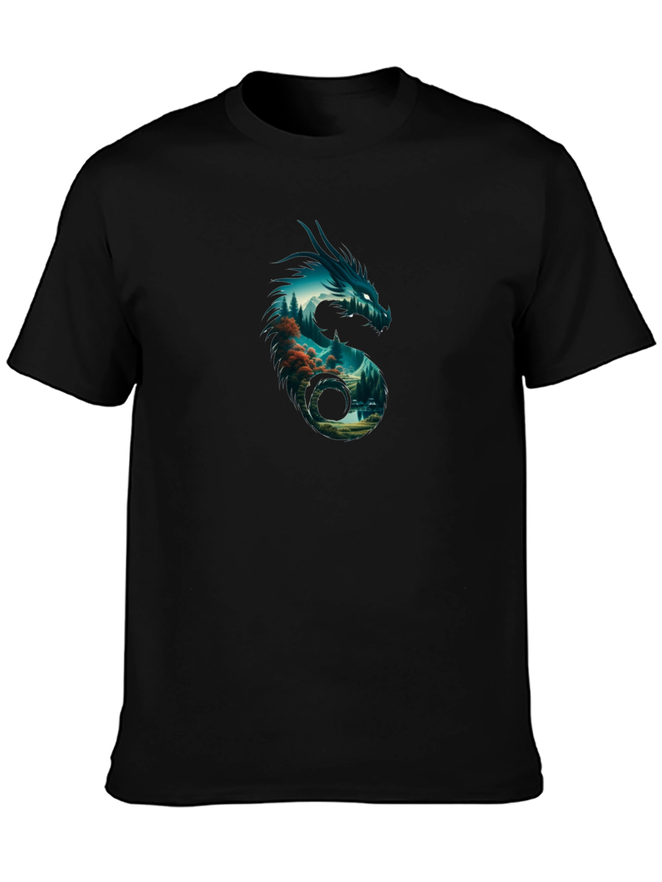 Dragon Landscape Black T-Shirt