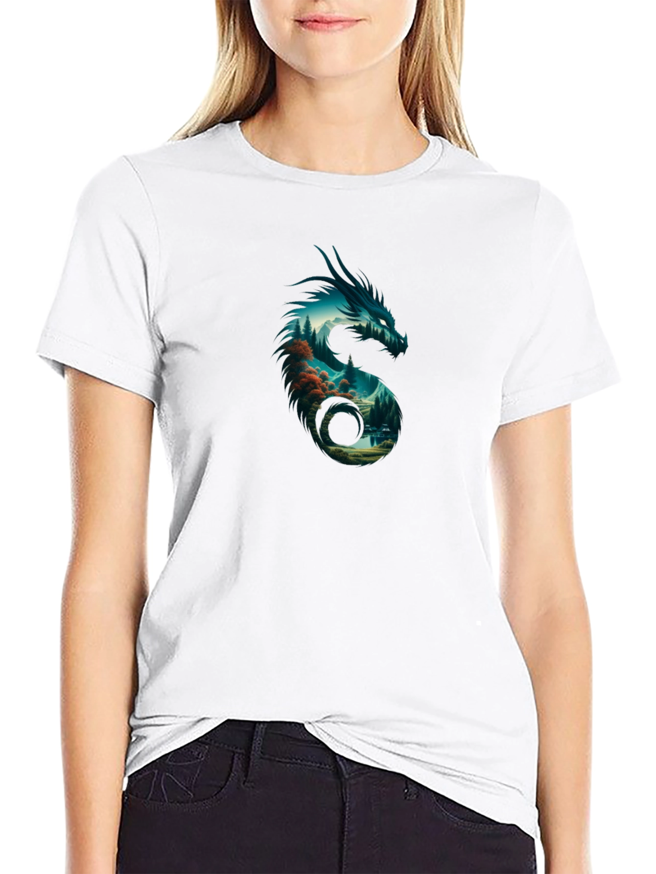 Dragon Landscape Black T-Shirt