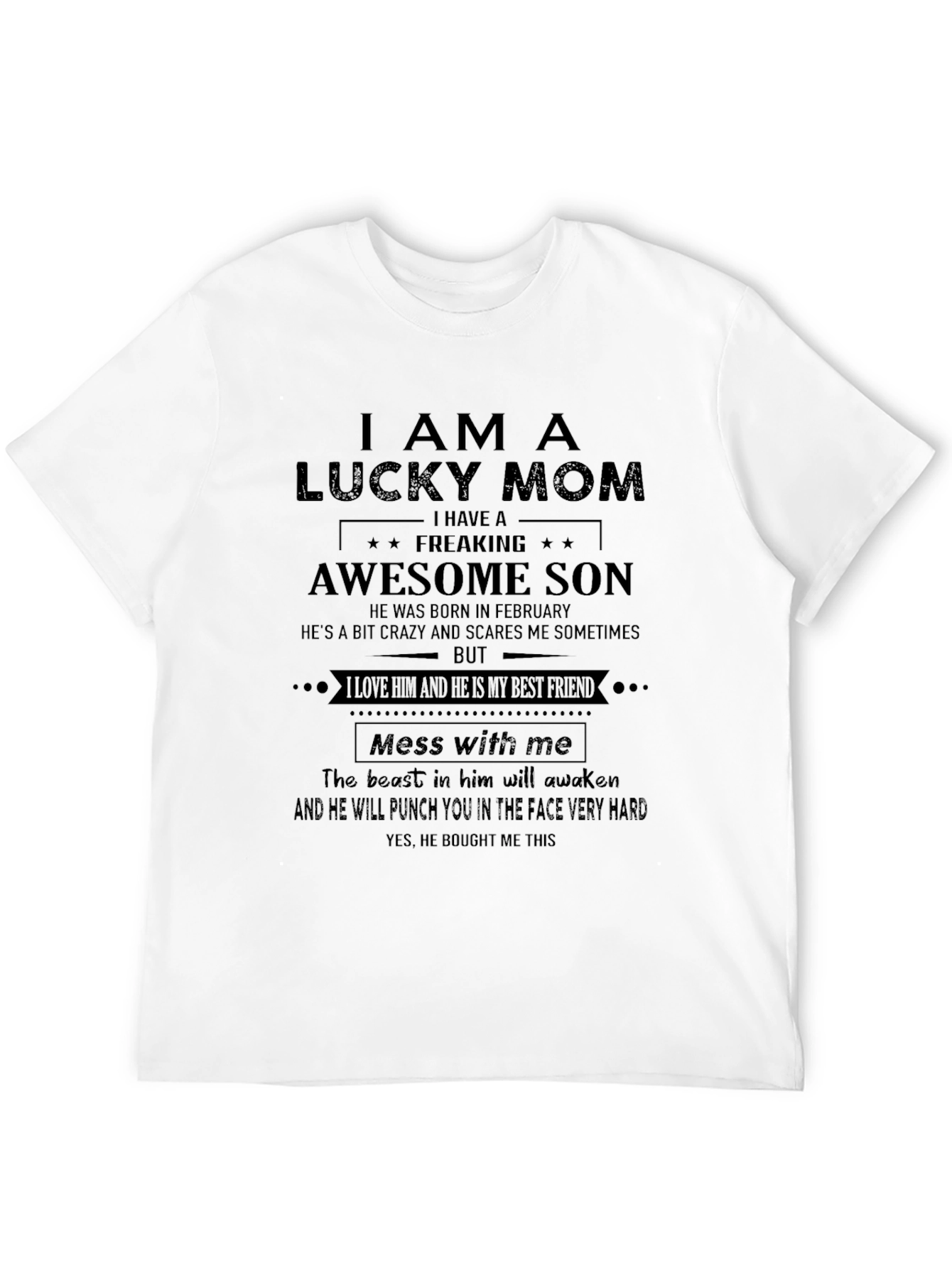 Lucky Mom Awesome Son Graphic T-Shirt