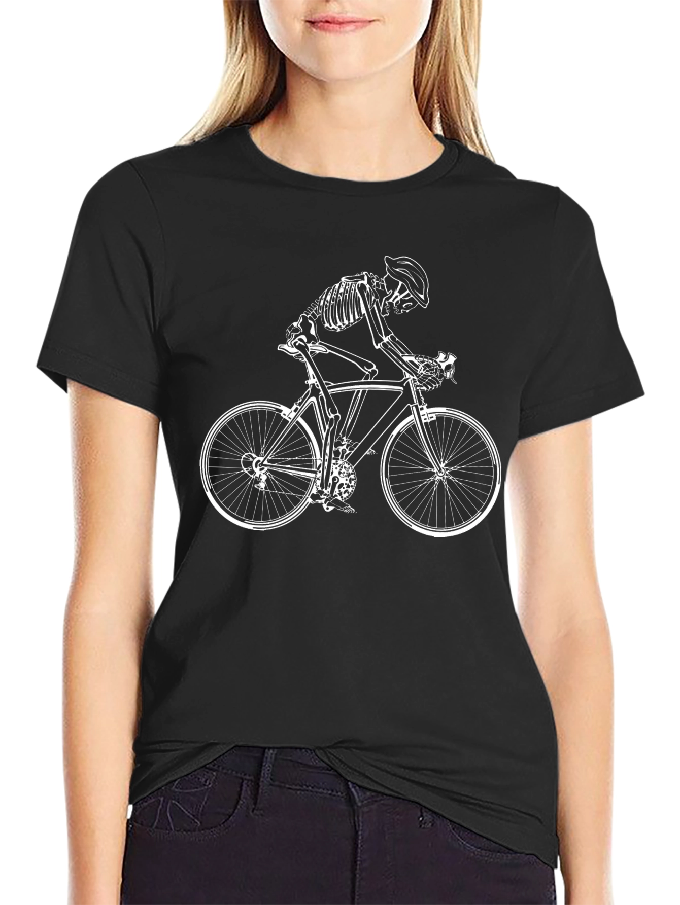 Skeleton Cyclist Graphic Tee - Black